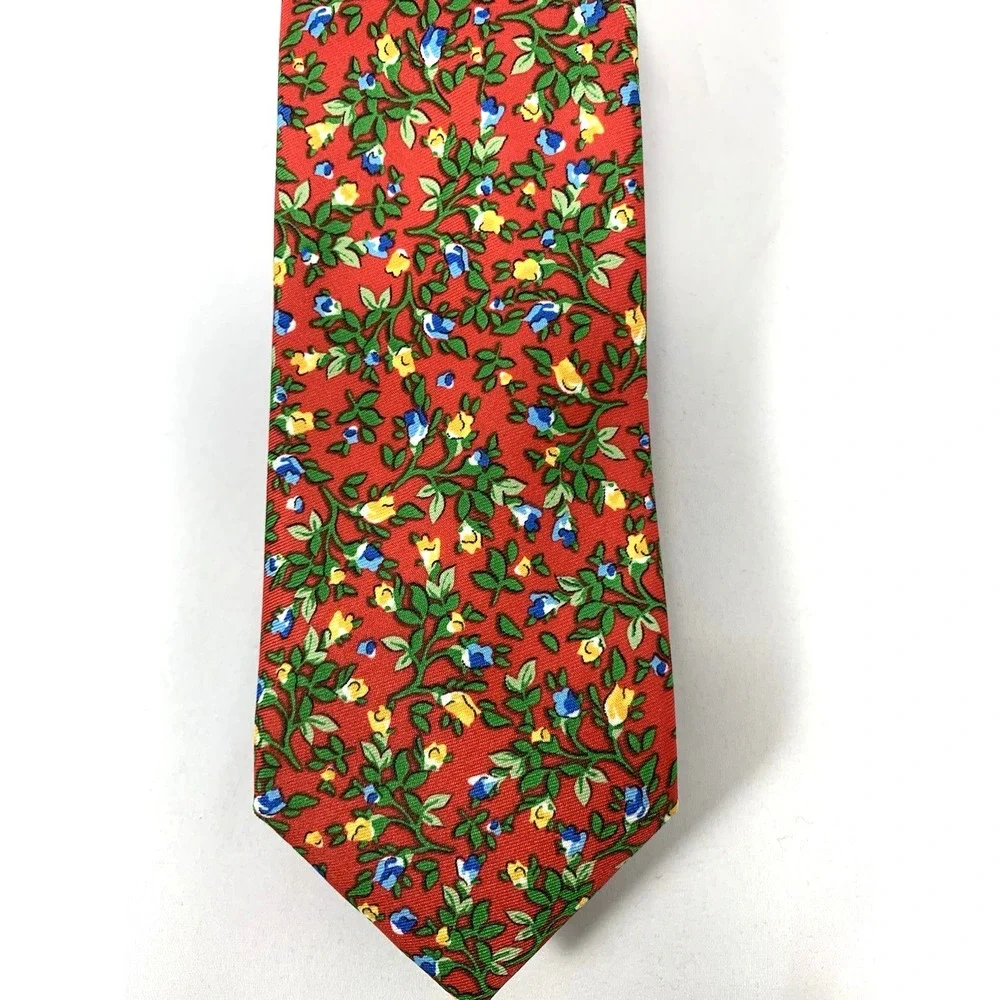 Ralph Lauren Chaps Tie Mens Red Floral Necktie Neckwear‎ Spring Summer 3X57
